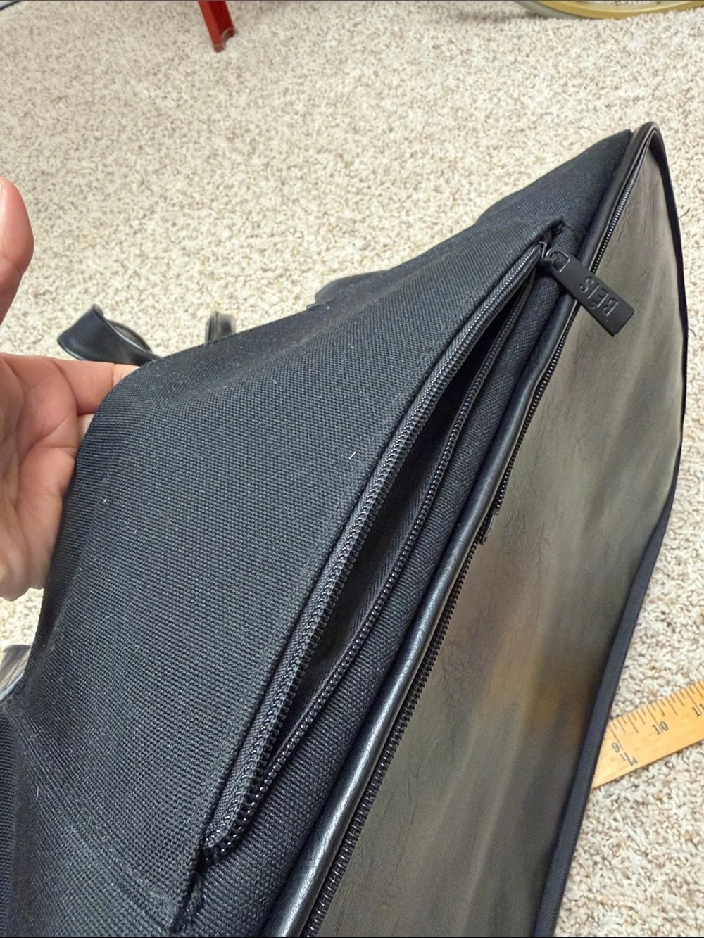 BEIS Black Travel Duffel with Leather Trim